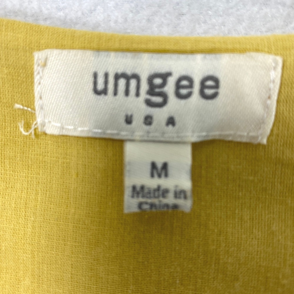 Umgee Dress Women Medium Yellow Floral Embroidered V-Neck Sleeveless Boho Shift - Picture 4 of 11
